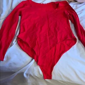 Red Long Sleeve Body Suit
